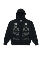 EVILKNIGHT(EK) Eye Chart Logo Print Zip Up Hoodie