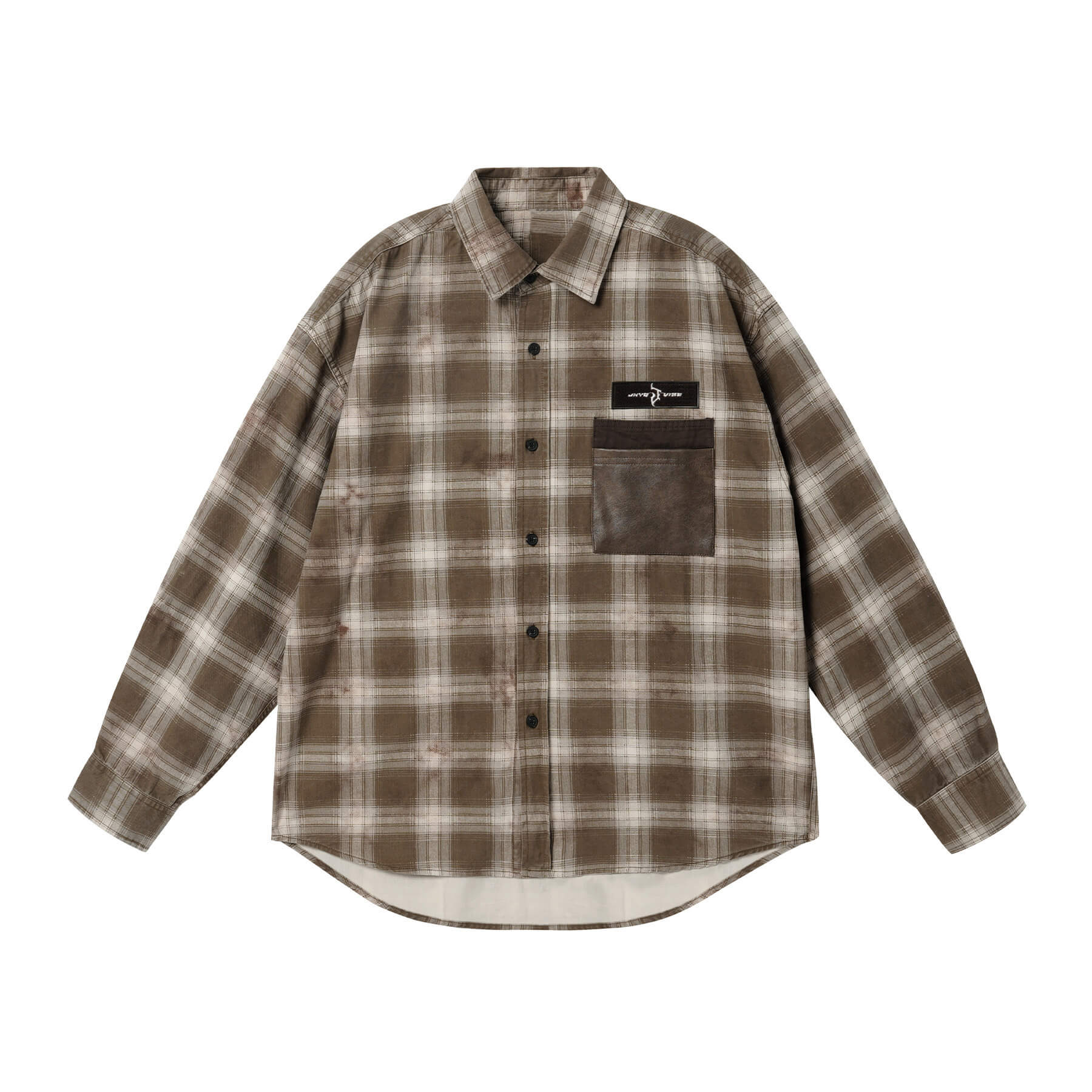 JHYQ Plaid Patch Pocket Long Sleeve Shirt
