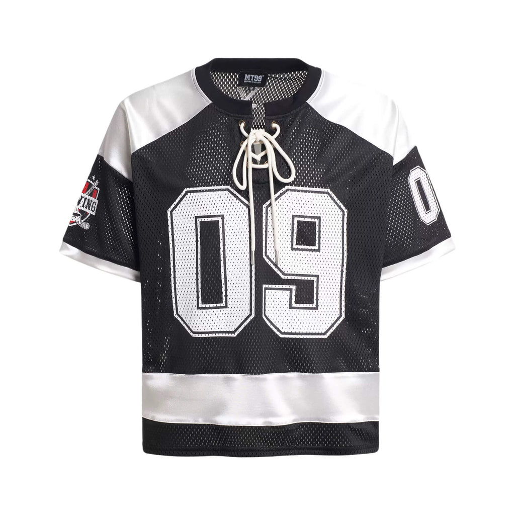F3F Select Color Block Lace Up Mesh Short Sleeve Hockey Jersey