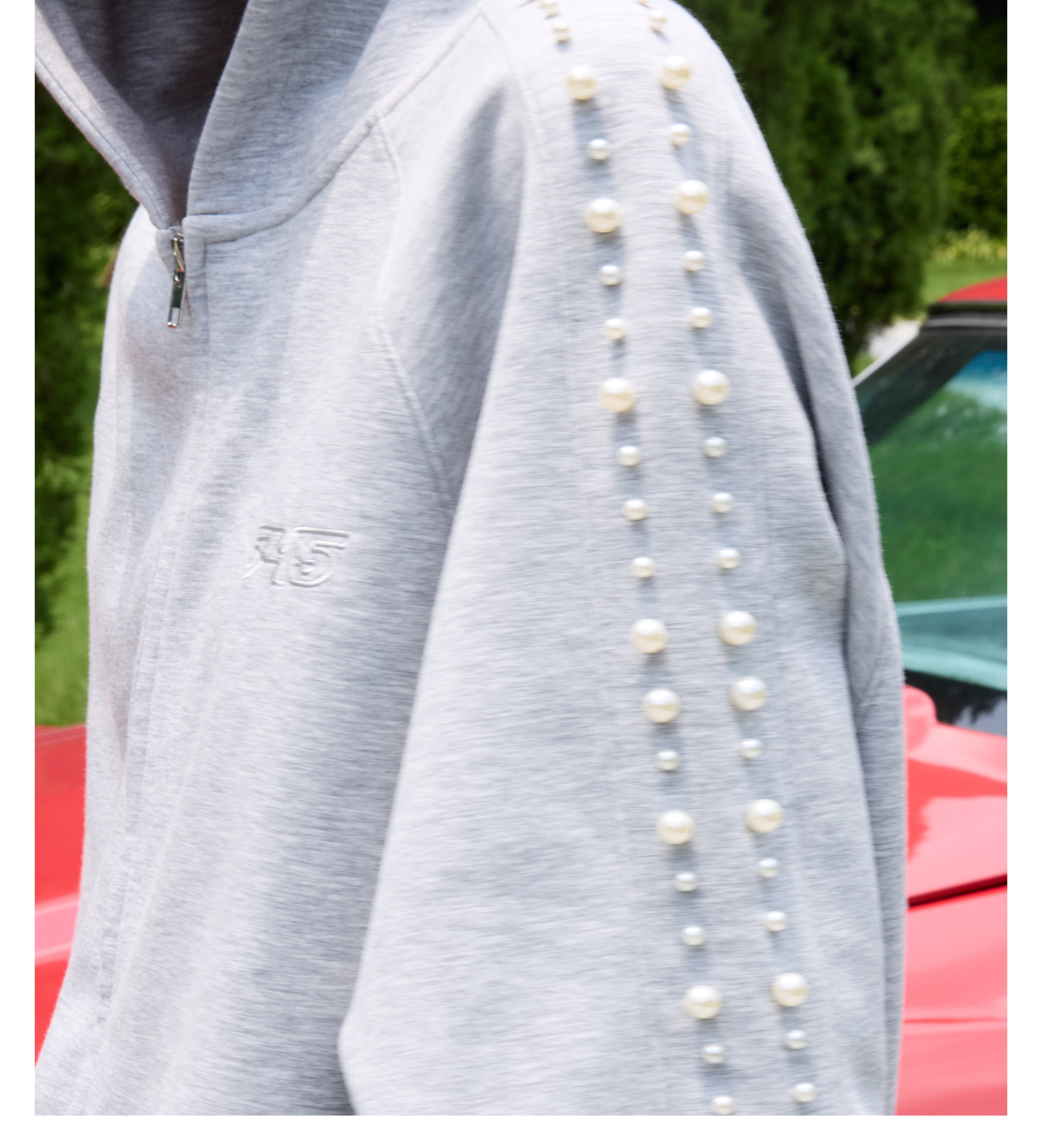 S45 Pearl Line Zip Up Hoodie