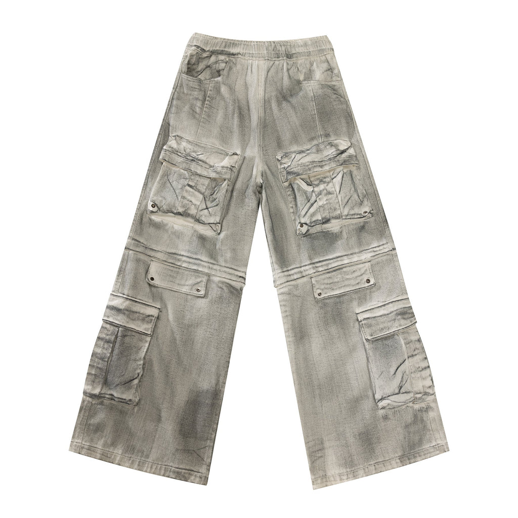 JHYQ Dirty Dye Multi Pocket Removable Work Cargo Pants