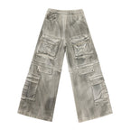 JHYQ Dirty Dye Multi Pocket Removable Work Cargo Pants