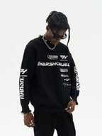 Harsh and Cruel Racing Logo Distressed Knit Sweater