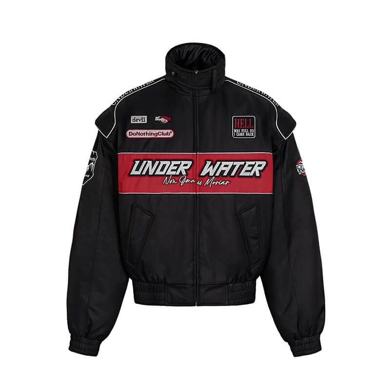 UNDERWATER Hell Badge Embroidered Racing Bomber Jacket