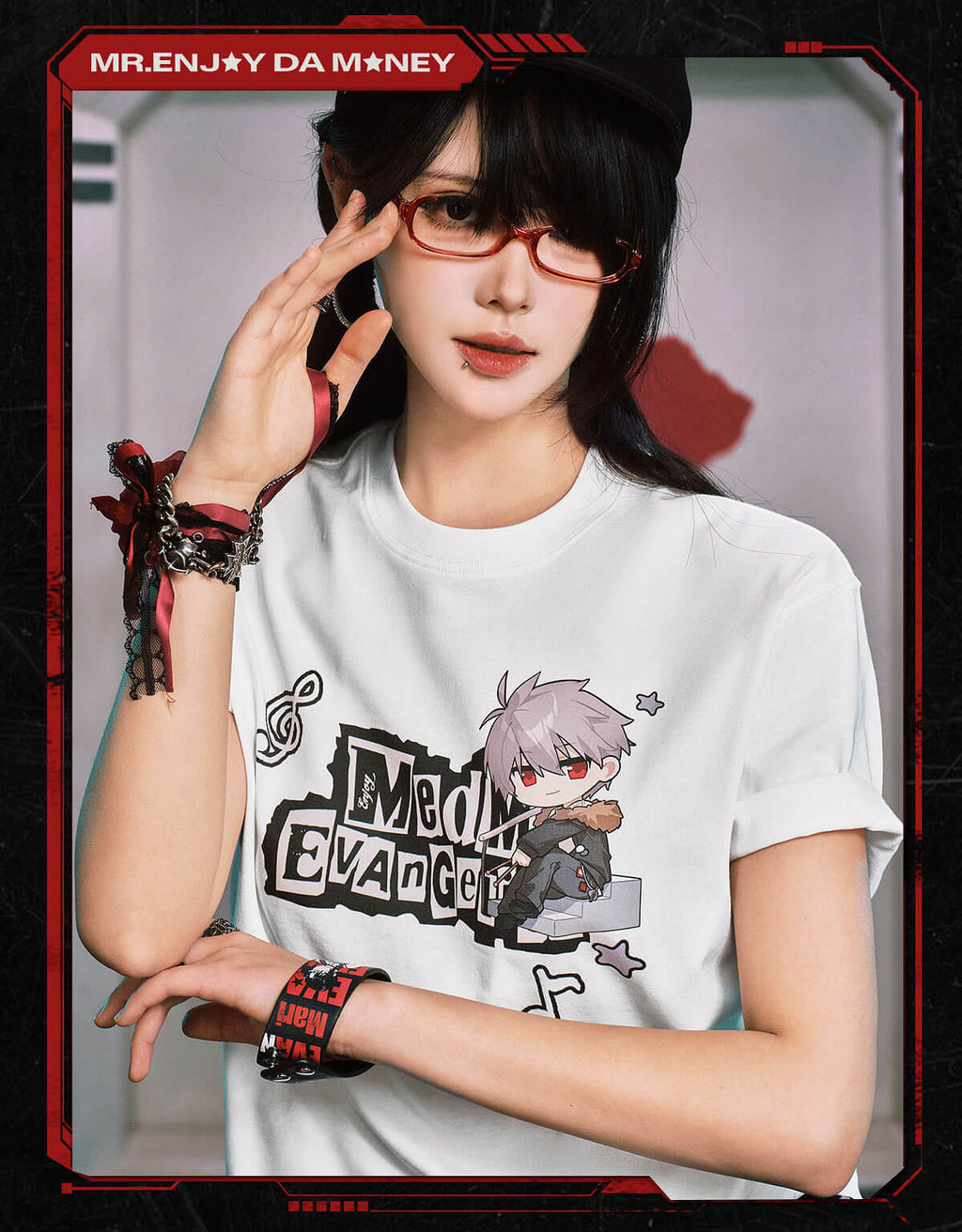 MEDM x EVA NEVER END Cute Character Music Note Graphic Tee