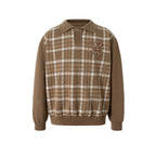 YADcrew Pearl Logo Embroidery Plaid Polo Knit Sweater