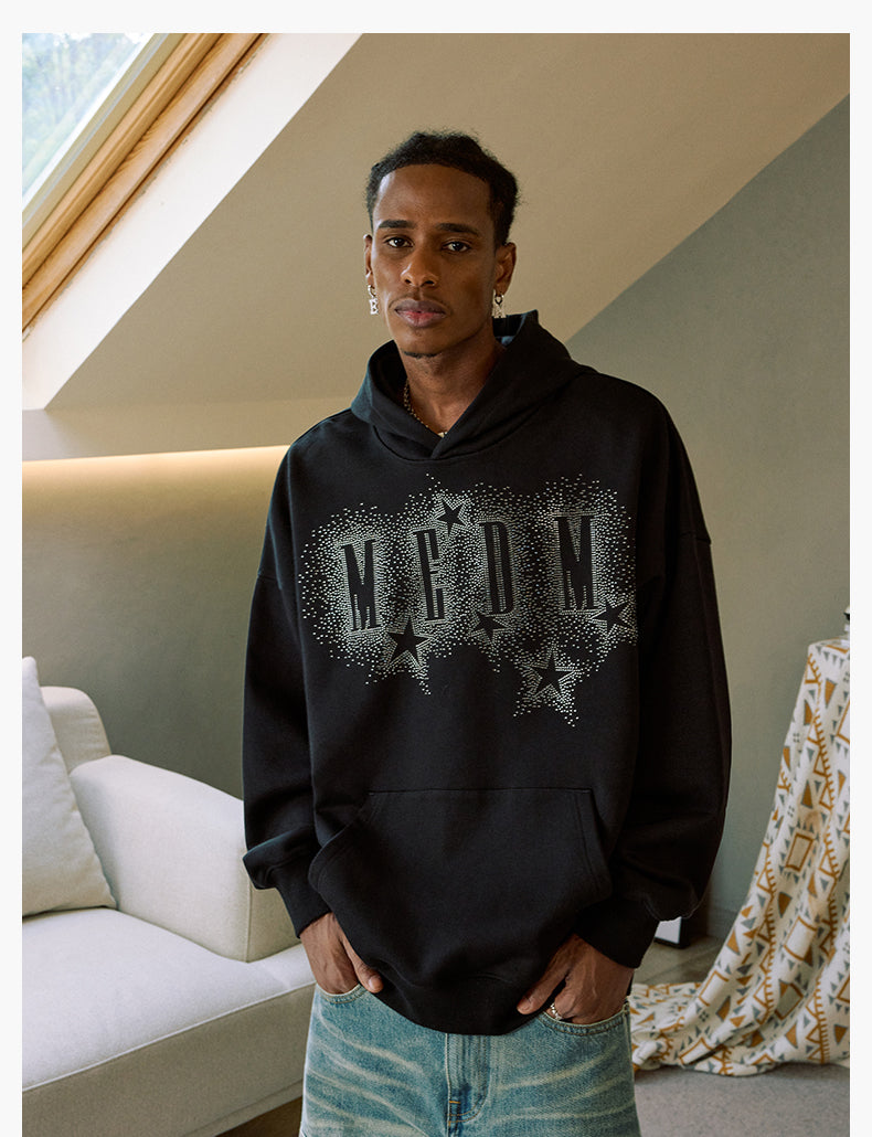 MEDM Rhinestone Star & Logo Hoodie