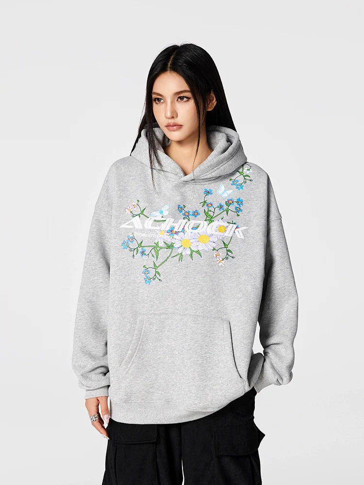 Achock Foam Printed Flower Hoodie