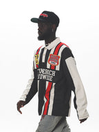 UNTILWERICH Contrast Stitch Long Sleeve Polo Jersey