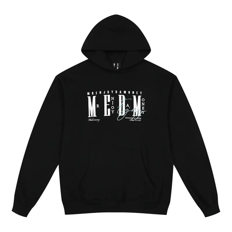MEDM Logo Print and Embroidered Lettering Hoodie