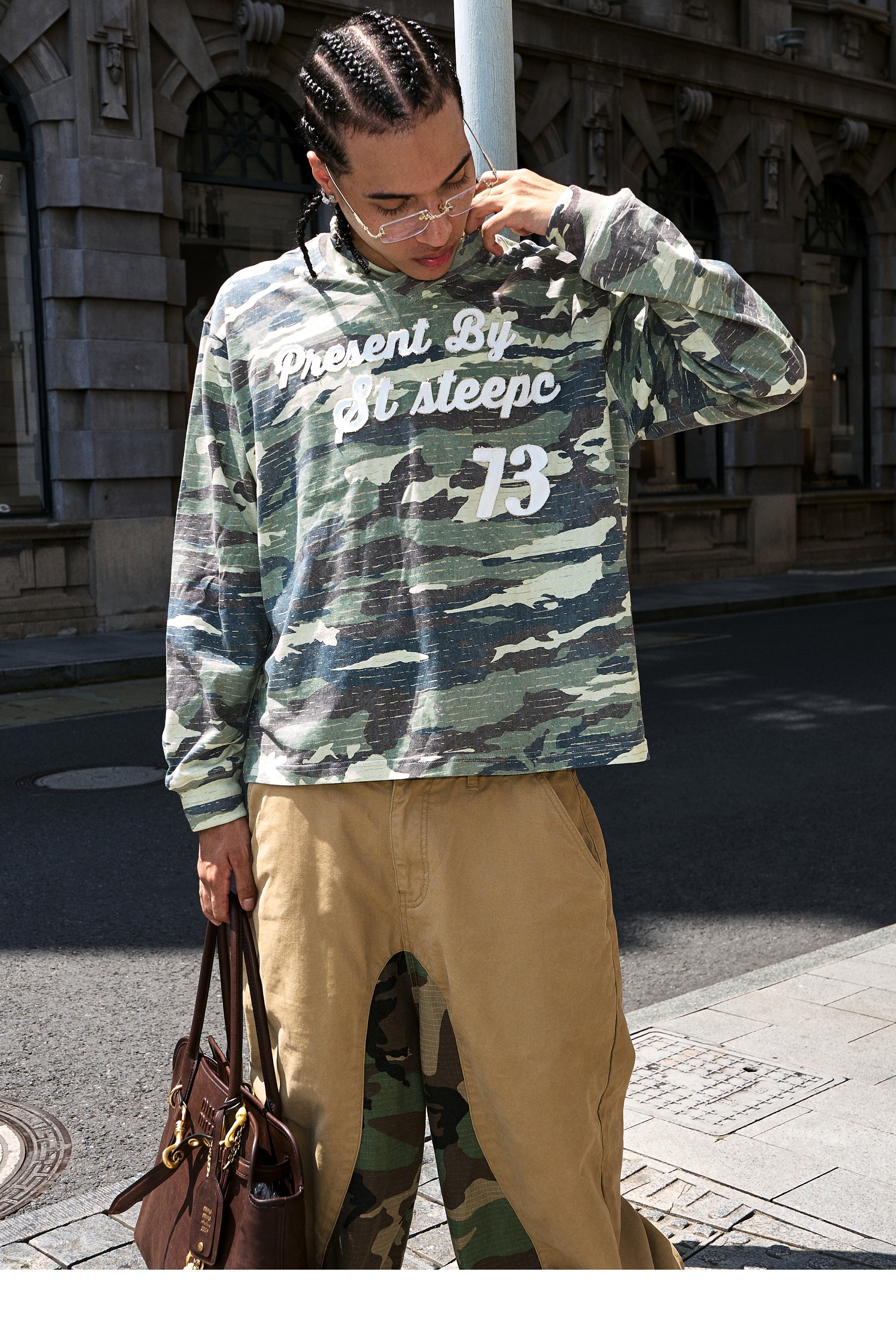 STEEPC Forest Camouflage Washed Vintage Long Sleeve Tee
