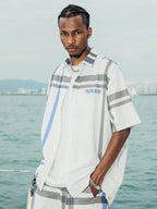 PRBLMS Color Blocking Plaid LOGO Short Sleeved Shirt