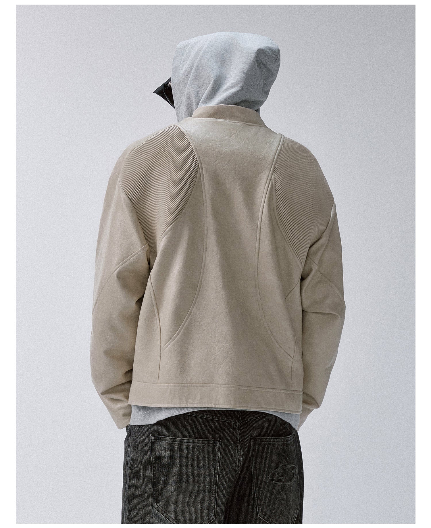 F2CE Patchwork Grain PU Leather Racing Jacket