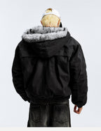 MEDM Fur Lined Washed Work Hooded Jacket