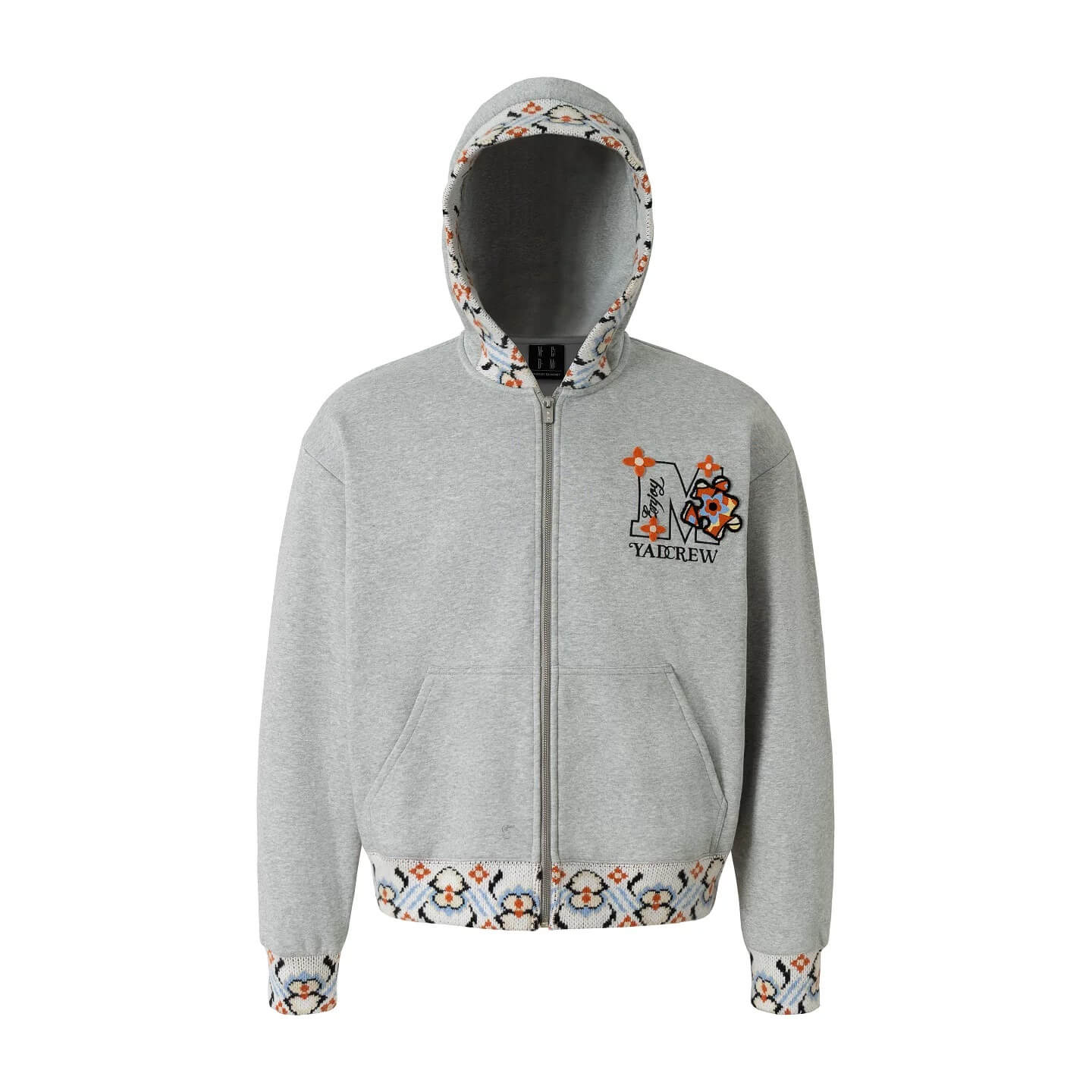 YADcrew x MEDM Ethnic Ribbed Zip Up Hoodie
