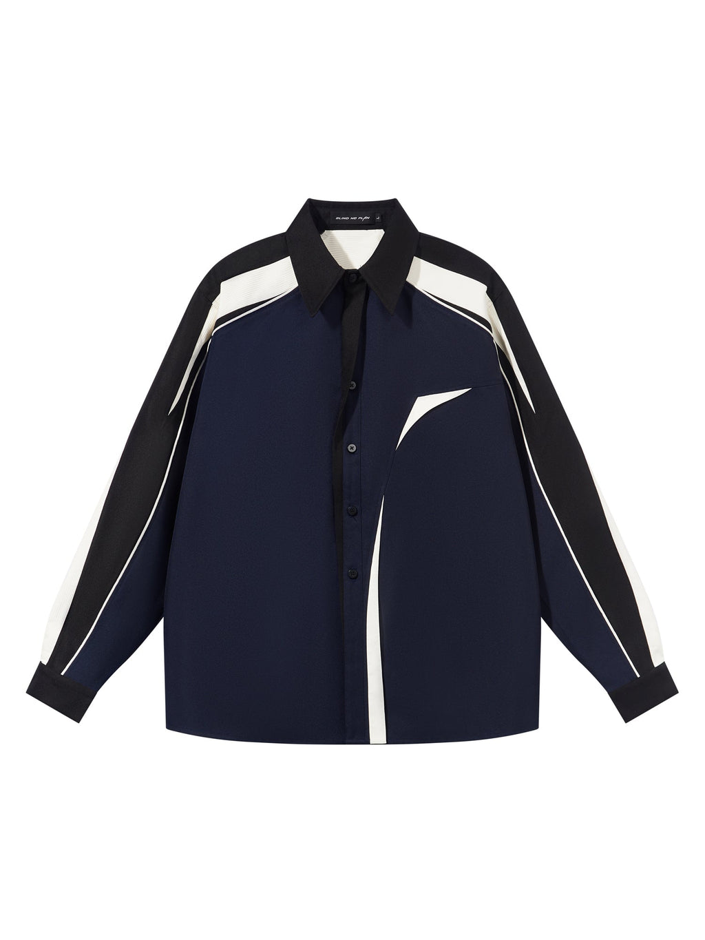 BLIND NO PLAN Asymmetric Colorblocking Long Sleeve Shirt