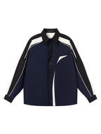 BLIND NO PLAN Asymmetric Colorblocking Long Sleeve Shirt