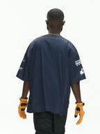UNTILWERICH Star Print Short Sleeve Mesh Hockey Jersey