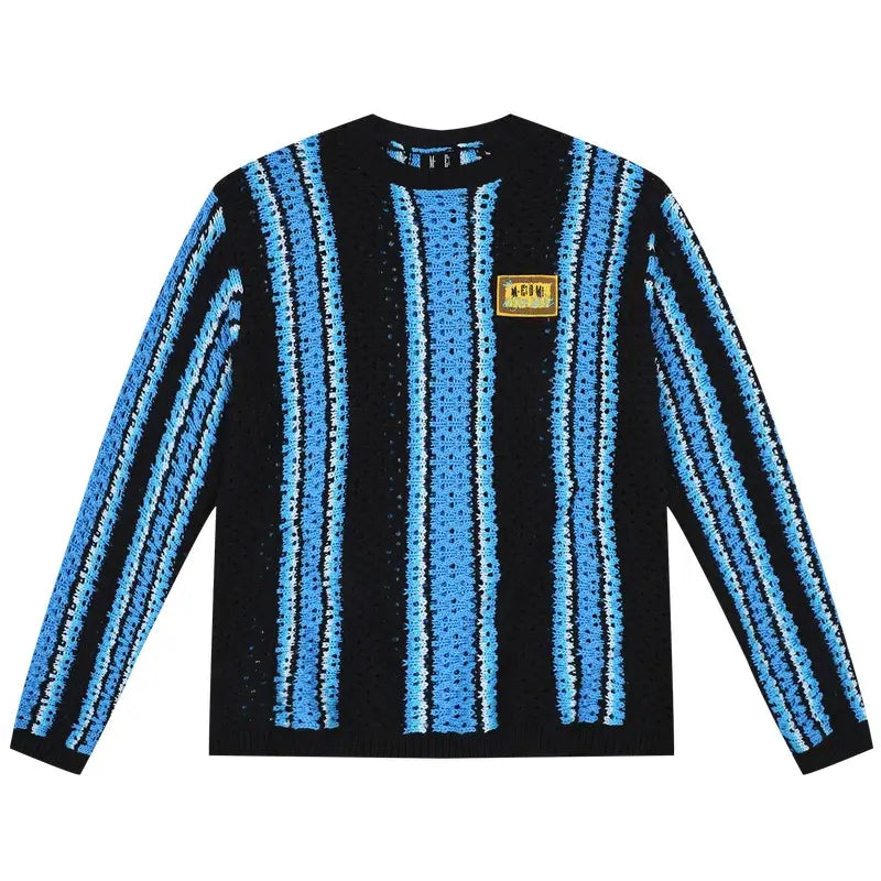 MEDM Multi Color Striped Open Knit Sweater