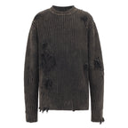 UNDERWATER Washed Handmade Destruction Patchwork Knit Sweater Gray