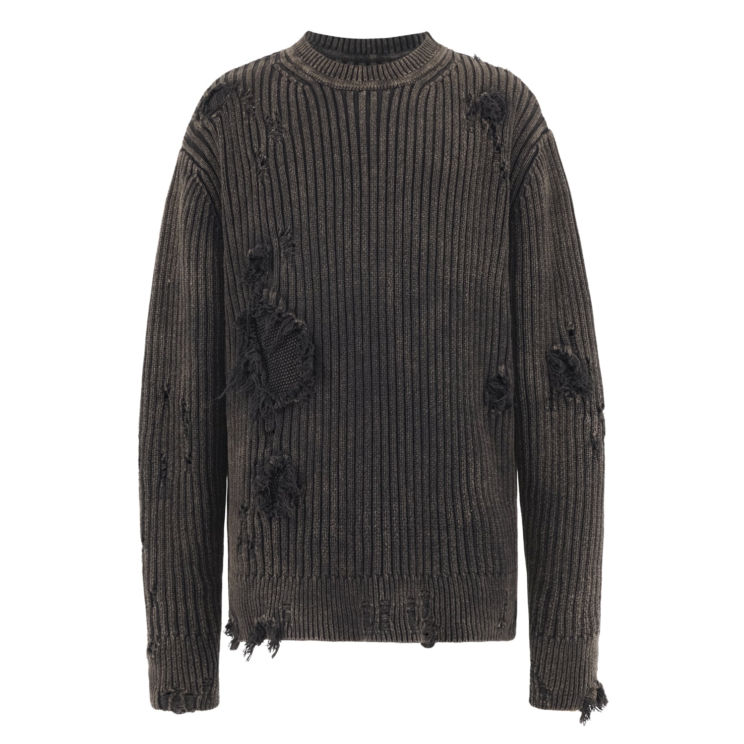 UNDERWATER Washed Handmade Destruction Patchwork Knit Sweater Gray