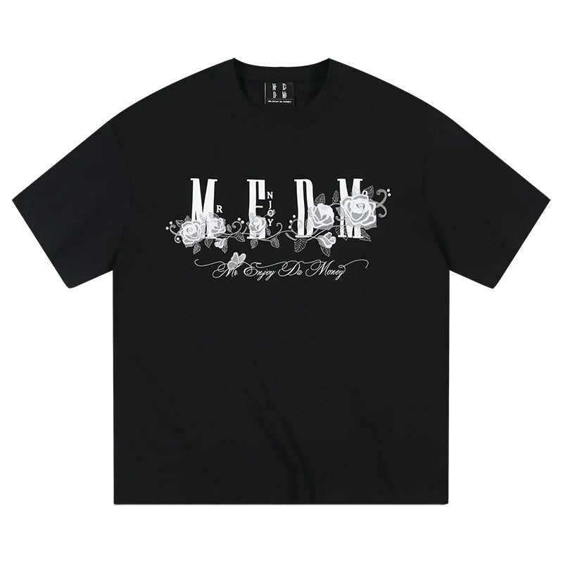 MEDM Beaded Rose Embroidery Logo Tee