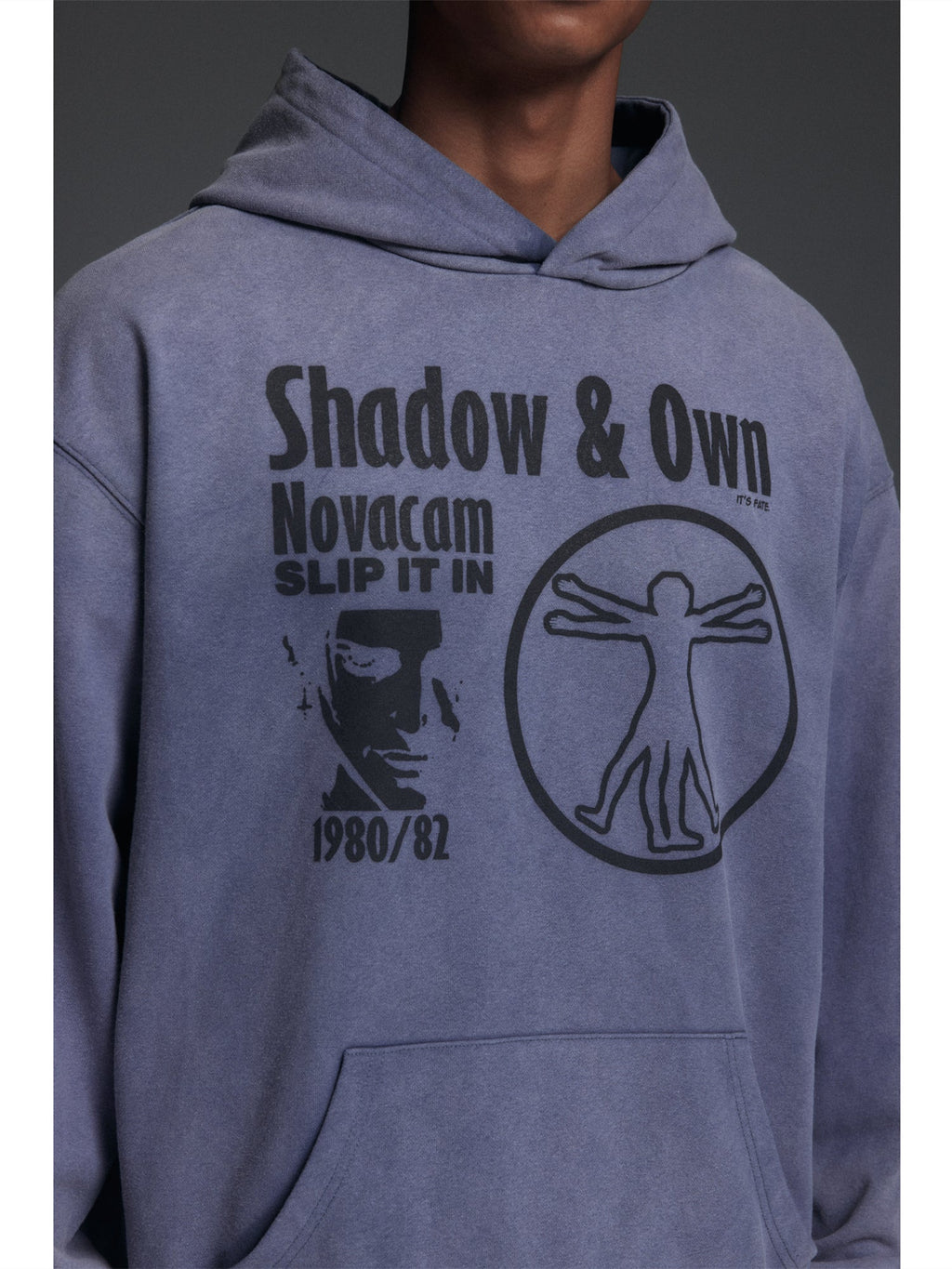 NOVACAM Washed Distressed Black Circle Hoodie