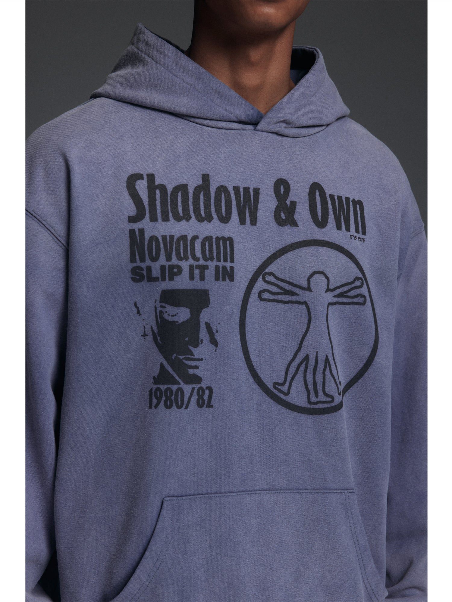 NOVACAM Washed Distressed Black Circle Hoodie