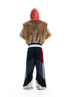 BLIND NO PLAN Patchwork Fur Hooded Vest