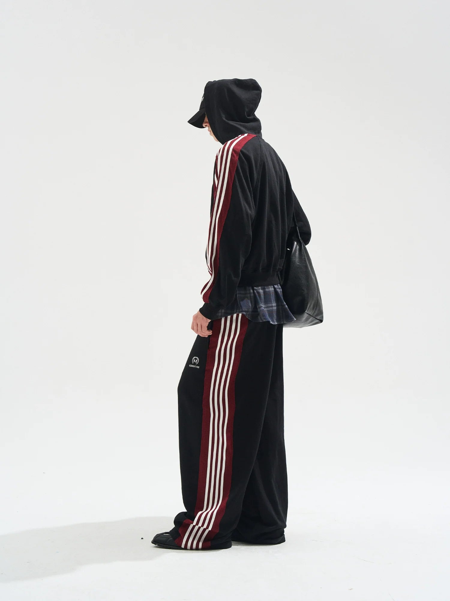 BLIND NO PLAN Striped Hooded Zip Up Sweatshirt Jacket