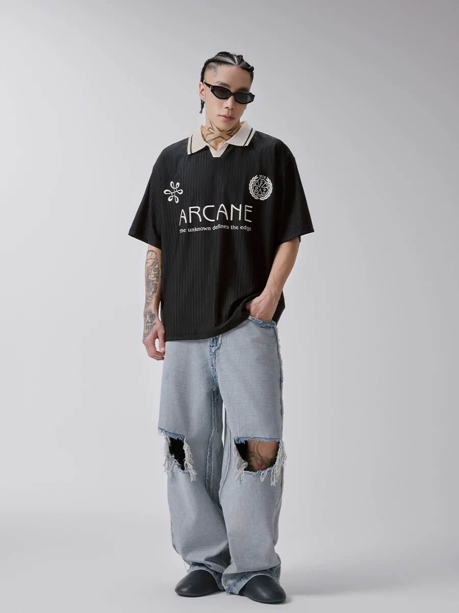 F2CE Inside Out Washed Distressed Ripped Jeans