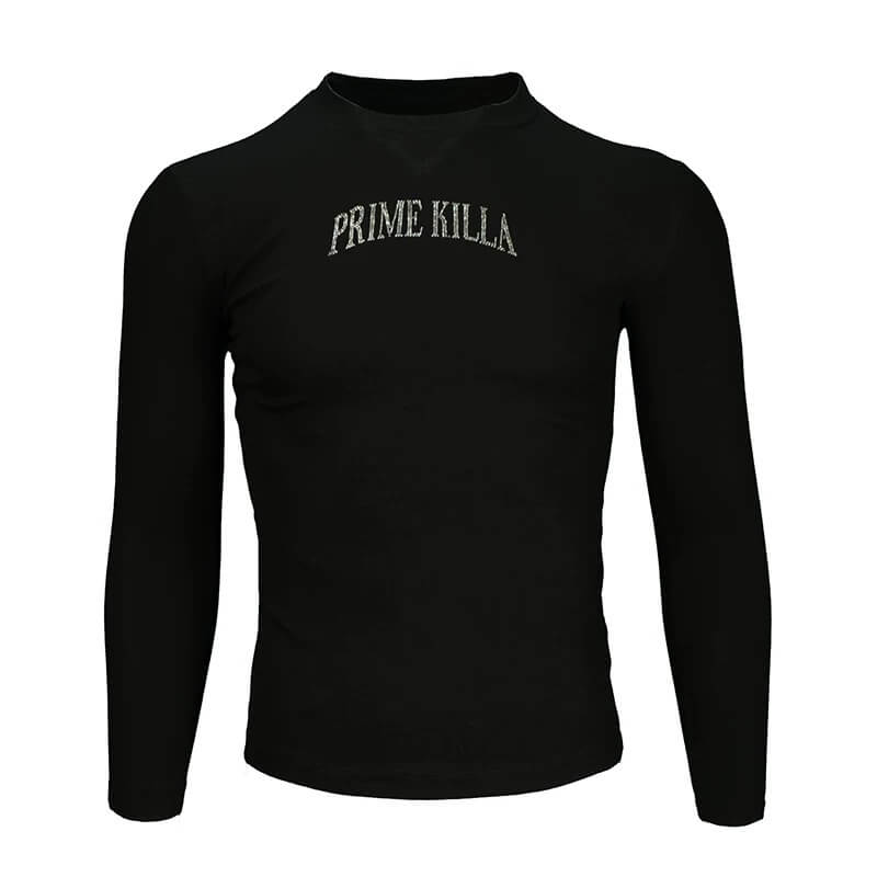 TGFCLUB PRIME KILLA Rhinestone Stretch Slim Fit Long Sleeve Tee