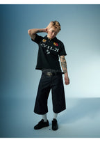 EVILKNIGHT(EK) Embroidered and Logo Printed Washed Polo