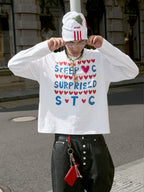 STEEPC Hand Stitched Heart Print Long Sleeve Tee