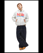 NOVACAM Vintage Monogram Print Zip Up Hoodie