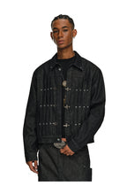 ANTIDOTE Turquoise Studded Pleated Buckle Denim Jacket