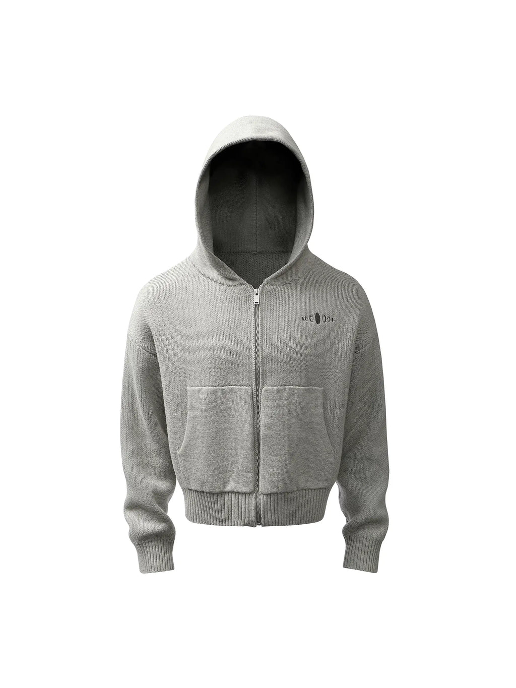 KARMANISTIC Embroidered Zip Up Knit Hoodie