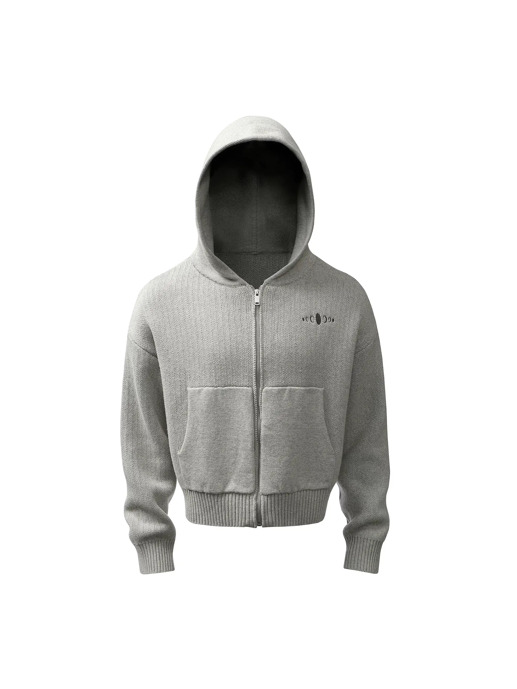 KARMANISTIC Embroidered Zip Up Knit Hoodie
