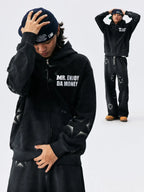 MEDM Washed Star All Over Print Zip Up Hoodie