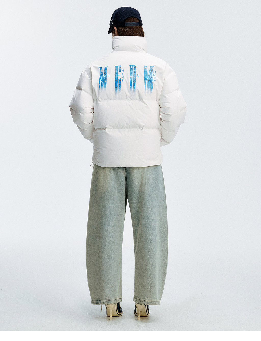 MEDM Rhinestone Studded Logo Down Jacket