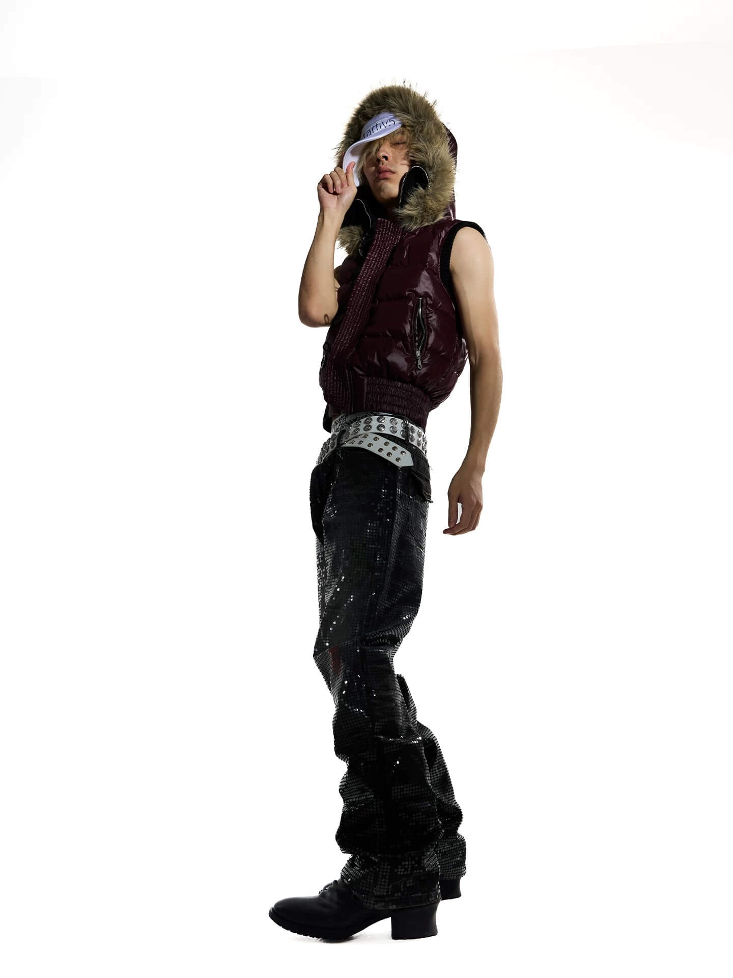 Night Lab Faux Fur Trim Hooded Down Vest
