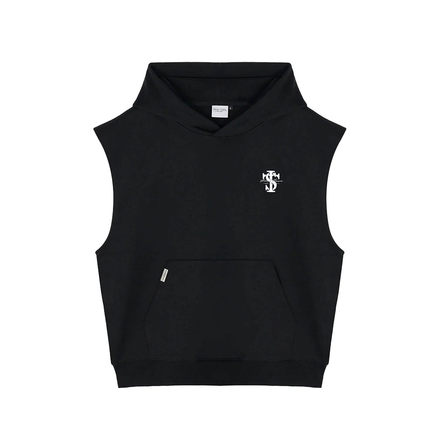 Small Town Kid Basic Embroidered Logo Sleeveless Hoodie