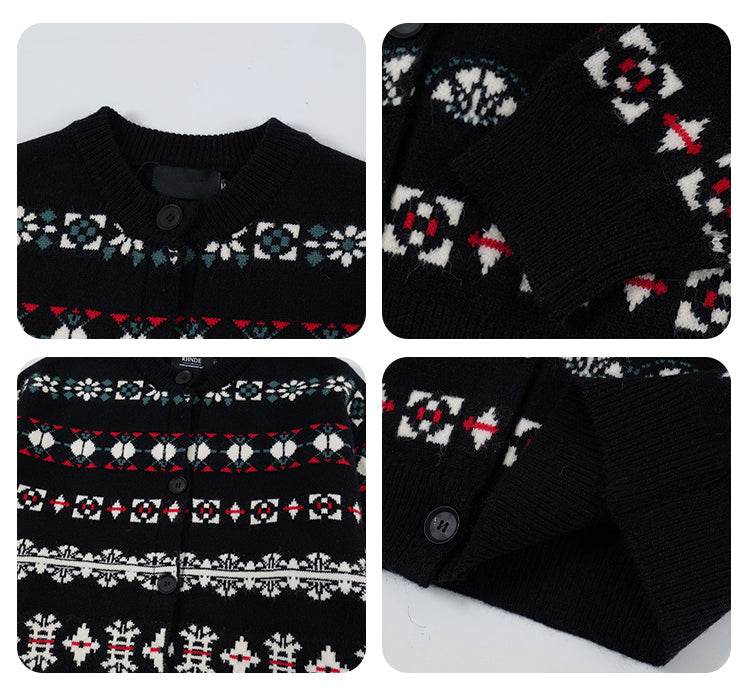 F3F Select Snowflake Button Knit Cardigan