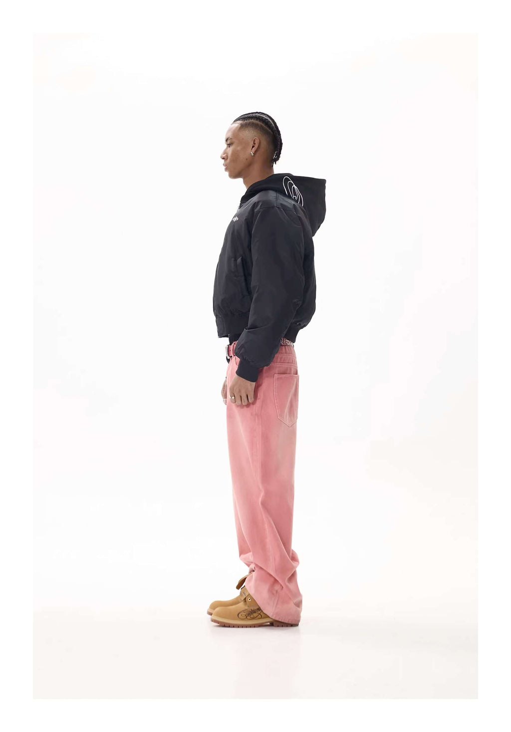 KARMANISTIC Embroidered Hooded Puffer Bomber Jacket