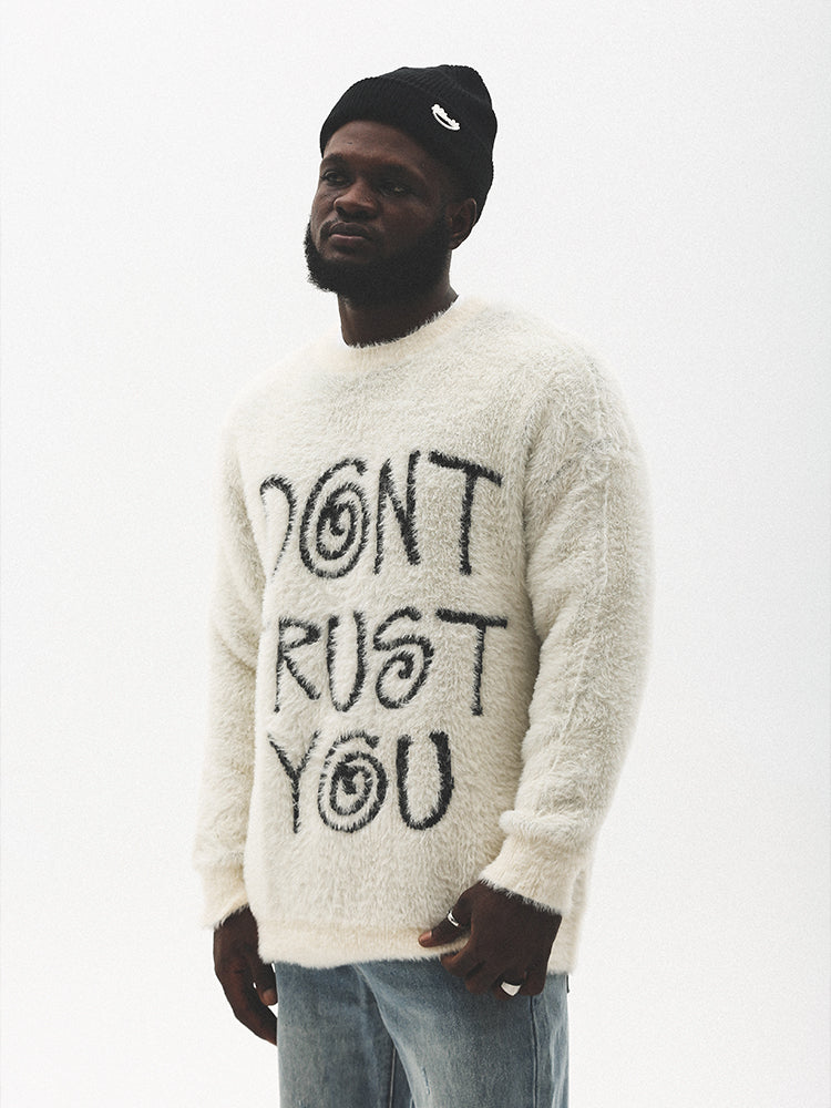 UNTILWERICH "I DON'T TRUST YOU" Fuzzy Knit Sweater