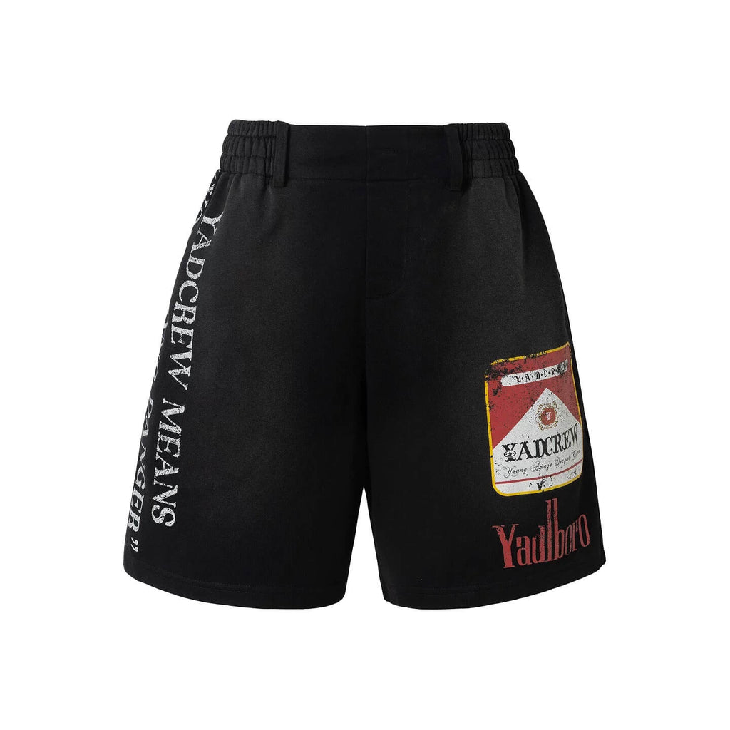 YADcrew Parody Print Washed Sweat Shorts