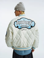 MEDM Diamond Quilted PU Leather Varsity Jacket