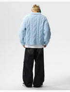MEDM Cable Knit Half Zip Polo Sweater