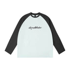 1807 ROLLTHEDICE 3D Embroidered Color Block Raglan Long Sleeve Tee