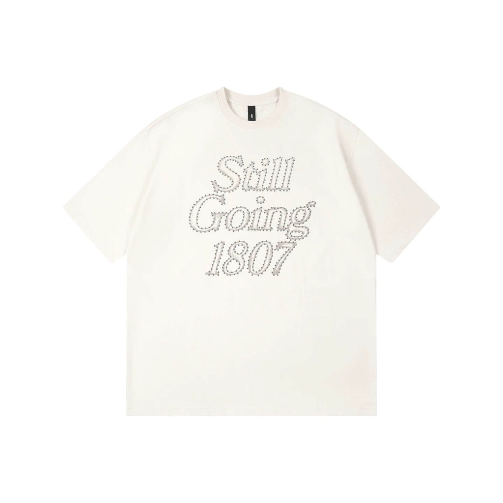 1807 Still Going Print Rhinestone Short Sleeve Tee